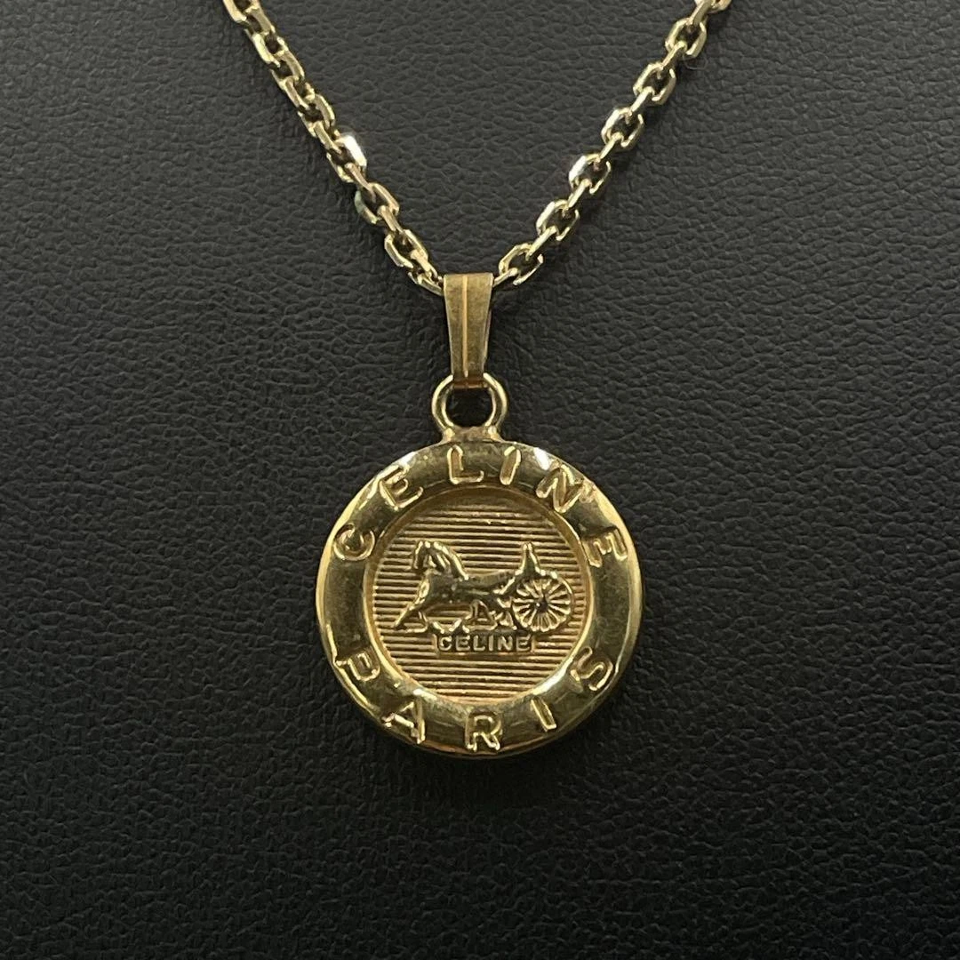 Collana CELINE vecchia carrozza cerchio oro inciso