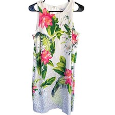 Tommy Bahama Grande Grove 100% Silk Tropical Floral Shift Dress Leopard Sz S/P