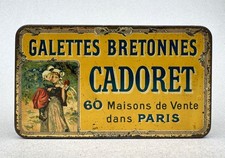 Boîte Galette Bretonne Cadoret / Tôle lithographiée 1900 / Bretagne