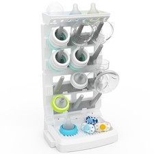 Baby Bottle Drying Rack for 12 Bottles Space Saving Countertop Vertical Stand...