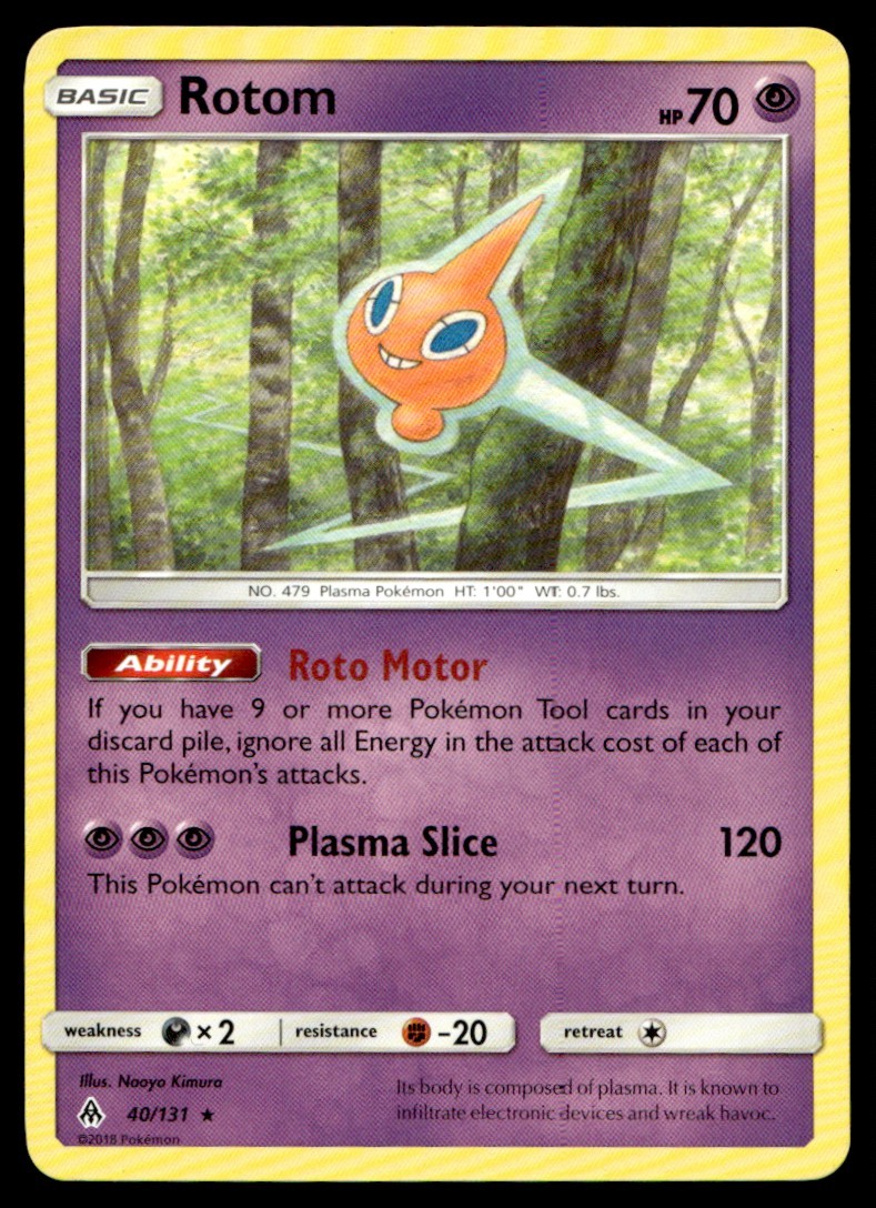 Rotom 40/131 Rare Forbidden Light Pokemon Moderately Played