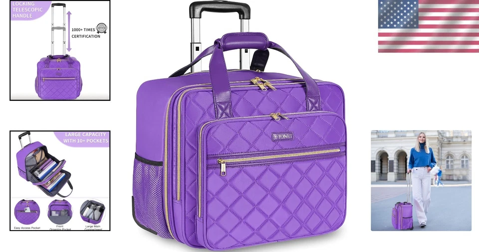 Elegante maletín con ruedas de 17,3"" para mujer - Elegante bolso para portátil con ruedas Foto 2 de 4