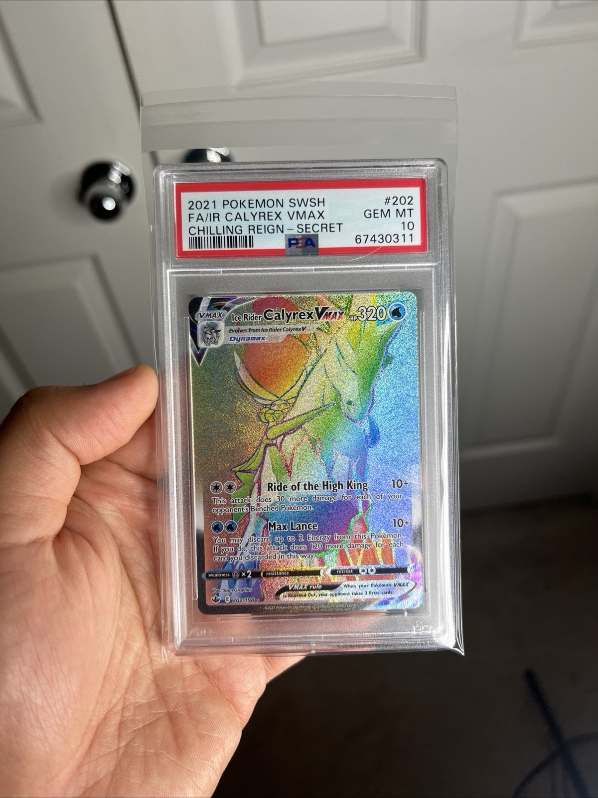 2021 Pokemon SWSH Chilling Reign #202/198 Ice Rider Calyrex VMAX - SECRET PSA 10