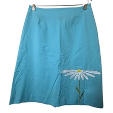 Sz 8 Y2K Vtg Harolds Daisy Mini Skirt Blue Embroidered USA Made Cottagecore Chic