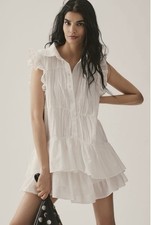 Anthropologie Sleeveless Ruffle Mini Shirt Dress