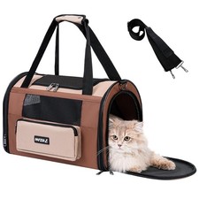 Collapsible Small Pet Carrier for Cat 15 lbs with Fashion Pocket, Lightweight...