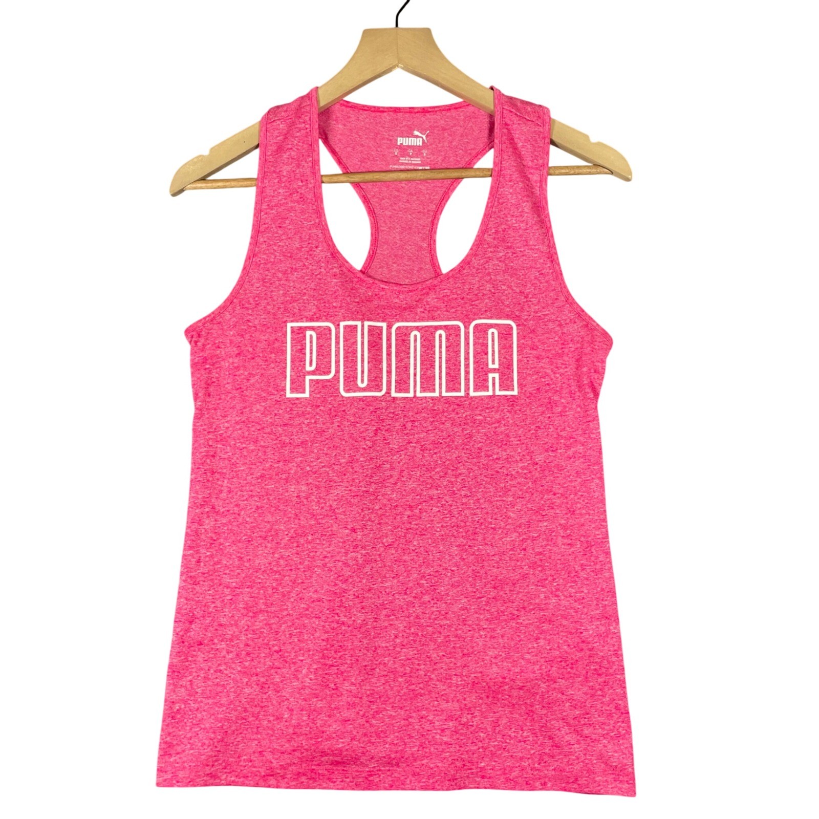 Puma Women's Pink Heathered Racerback Tank Top Athletic Gym Workout Size S