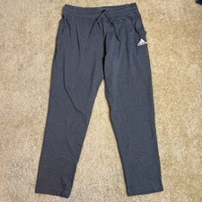 Adidas Pants Mens L Gray 3 Stripe Drawstring Athletic Lounge Jogger Sweatpants