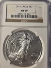 2011 American Silver Eagle NGC MS69 Brown Label -Blast White Gem!