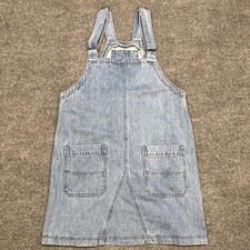 Denim Overall Dress Womens Medium Light Wash Pinafore Pockets Y2K
