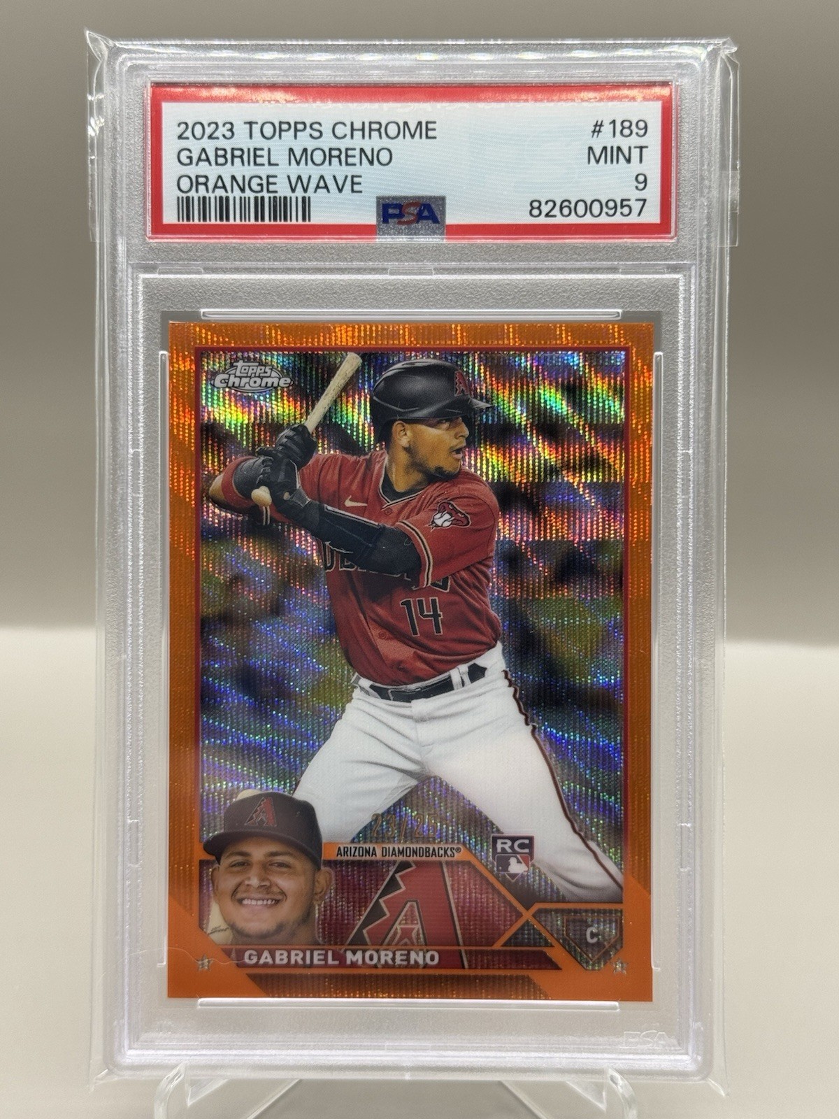 2023 Topps Chrome - Gabriel Moreno #189 Orange Wave Refractor /25 (RC) PSA 9