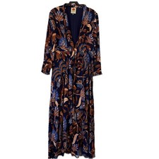 Farm Rio Maxi Dress Women’s Medium Blue Nature Beauty Flowy Long Sleeve