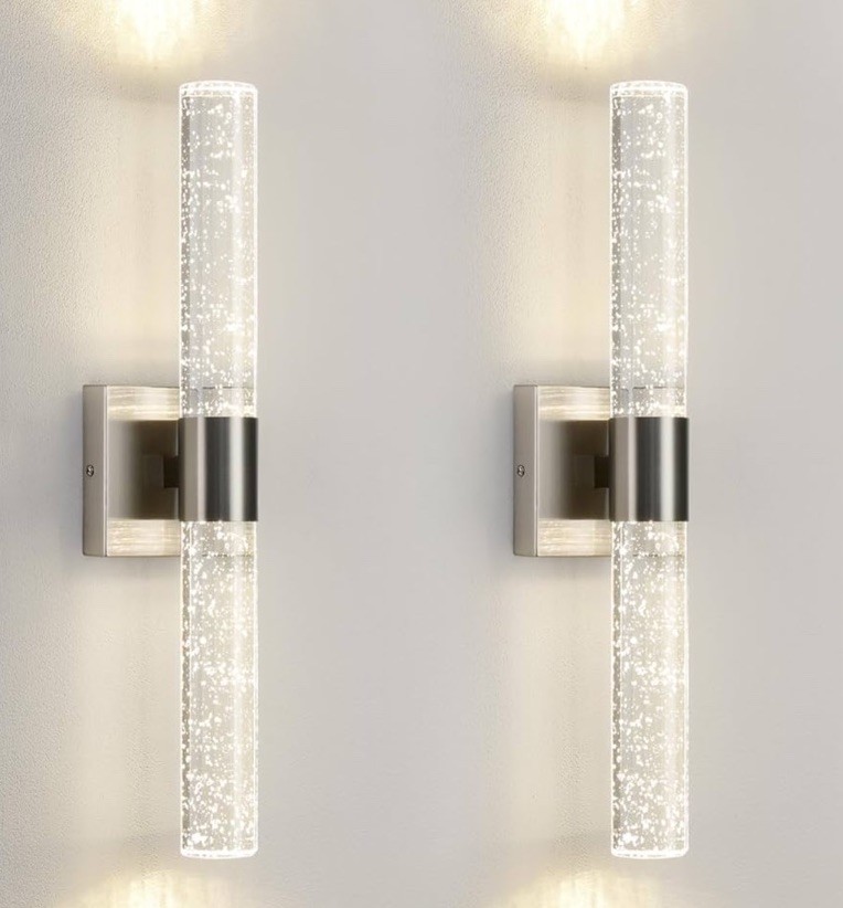 & Solid Bubble Crystal Led Wall Bath Vanity Sconce Lights Set
