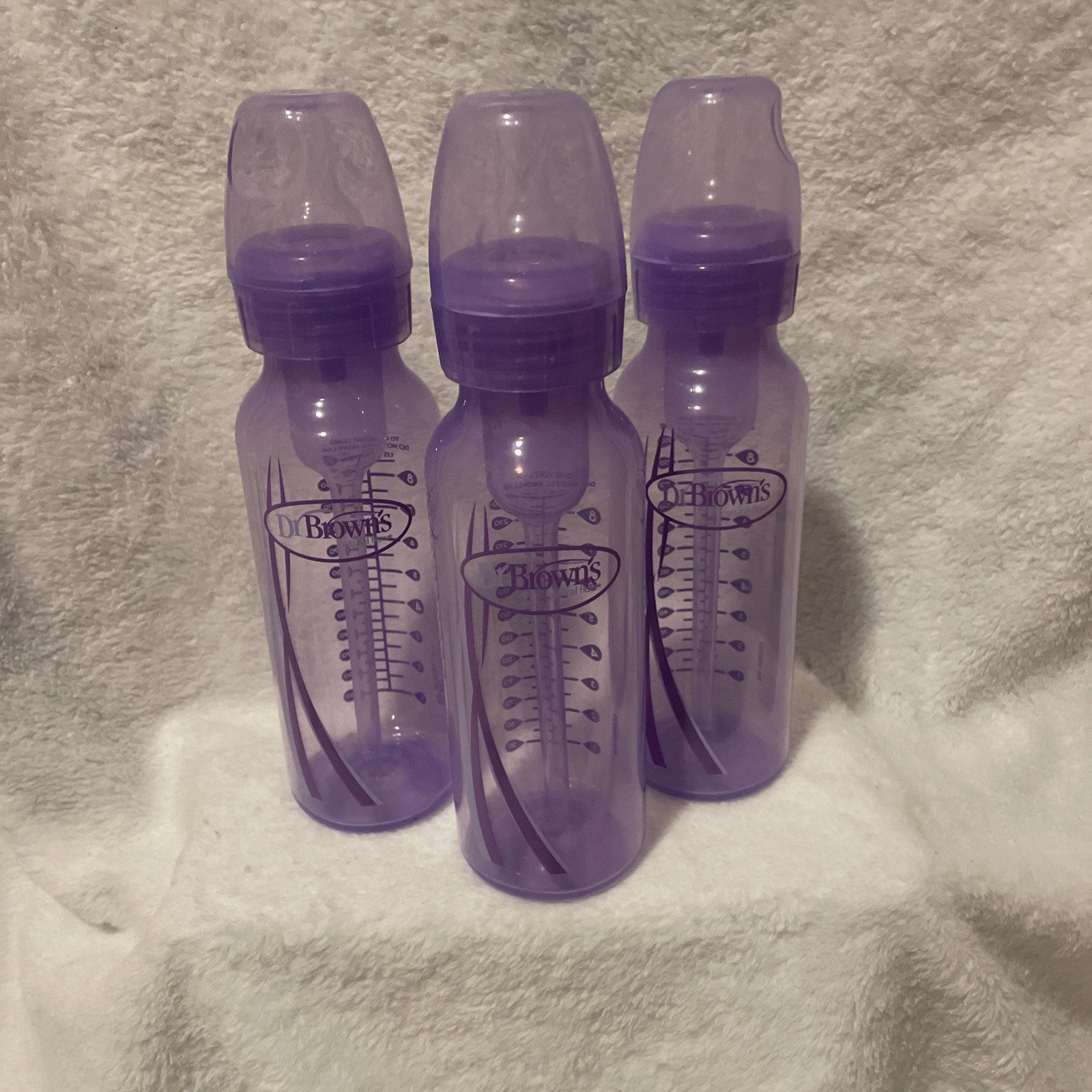 Dr. Brown&rsquo;s Anti-Colic Narrow Neck Baby Bottle Set 3 Pack 8oz Purple BPA-Free