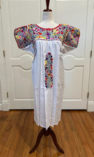 San Antonino Midi Dress, Oaxaca Mexican dress. hand Embroidered. Silk Threads,