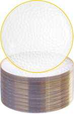 Rubtlamp 100 Pcs Clear Gold Plastic Plates, Hammered Party Plates, Clear Disposa