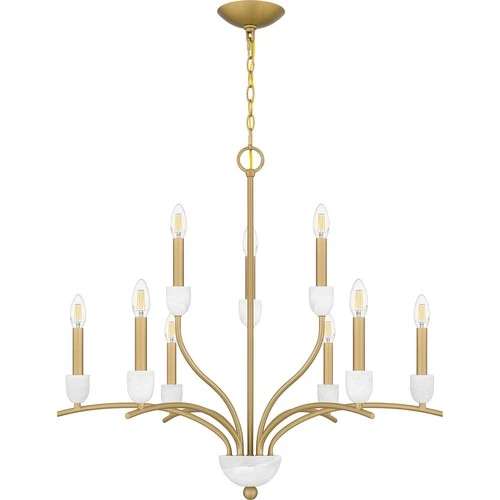 Aged Brass Nine Light Chandelier from the Frida Collection - Picture 2 of 6