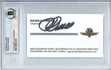 Roger Penske Indianapolis Motor Speedway Signed Business Card Beckett Auto BAS