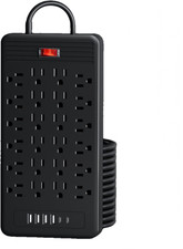 24 Outlets Surge Protector Power Strip - 5 Feet Flat Plug Extension Cord with 24