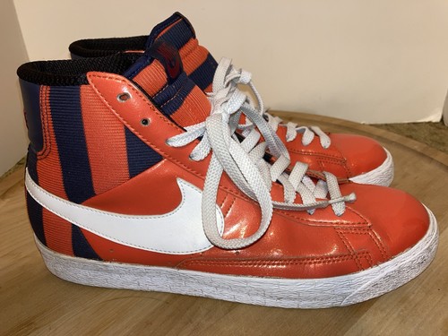 ⭐️ VTG Nike Blazer Size 10 Hi Top Orange Blue White Astros Nicks Mets Sneakers - Picture 5 of 9