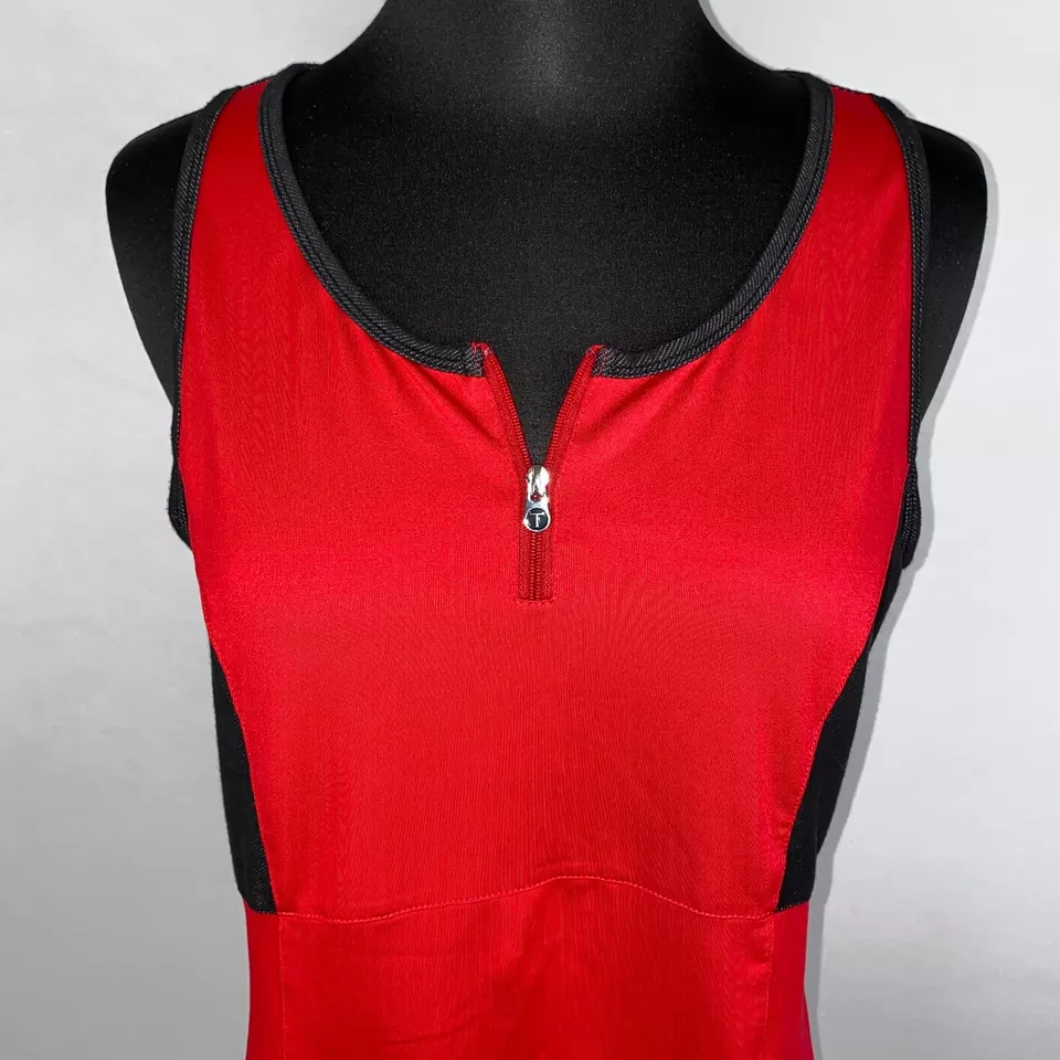 Tail Womens L Red Black Partial Quarter Zip Activewear Tank Top Golf Tennis OT - Image 2 of 4