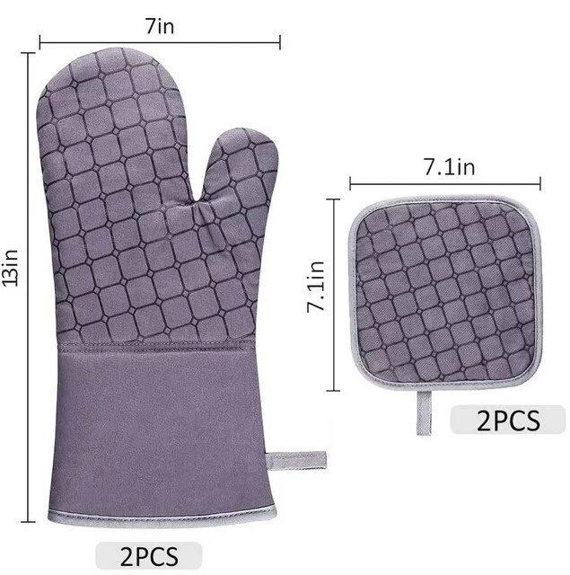 Oven Mitts and Pot Holders 500 F Heat Resistant Oven Mitt Oven Gloves Non Slip