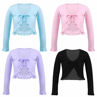 Mädchen Ballettjacke Tanz Top Baumwolle Langarm Oberteil Yoga Bolero Strickjacke