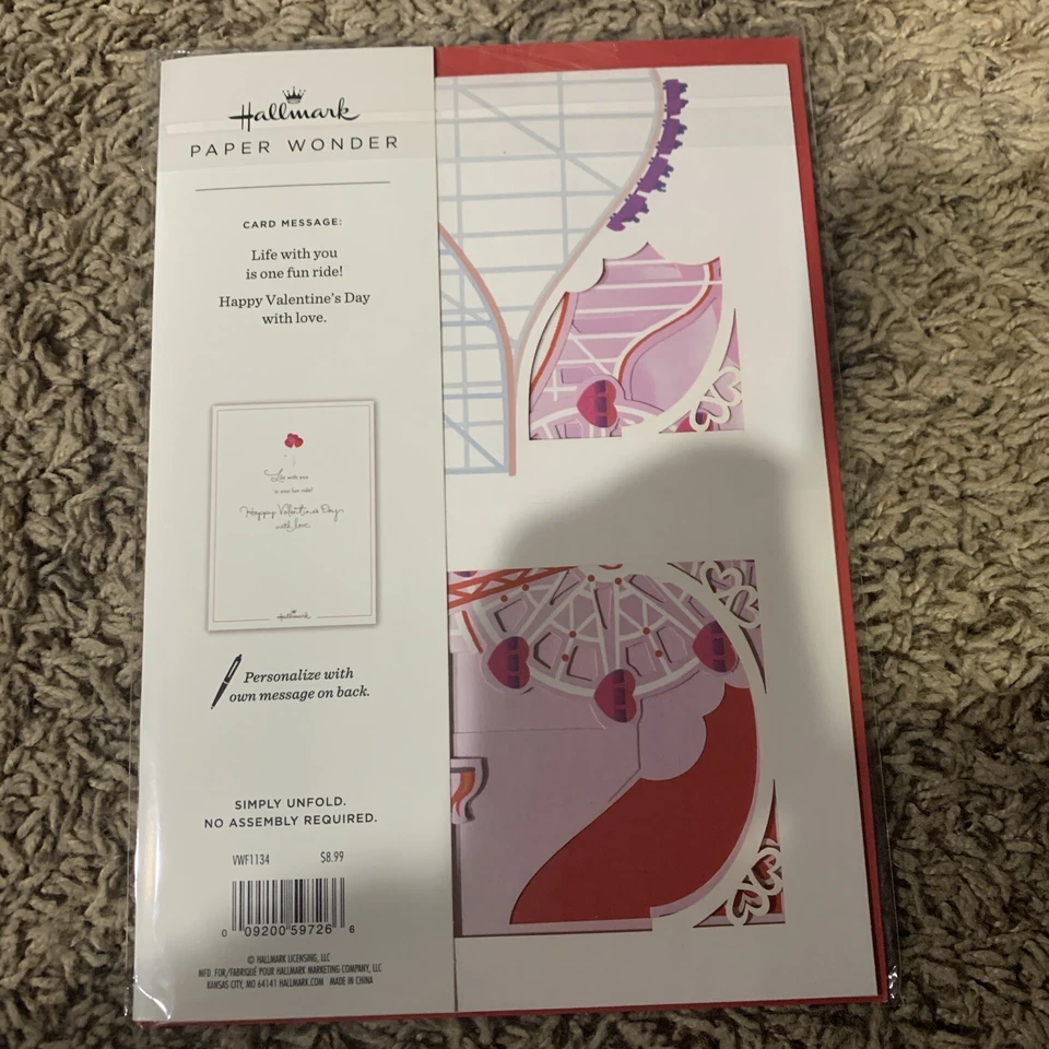 Tarjeta emergente feliz día de San Valentín Life is a fun ride sello papel maravilla Foto 2 de 3