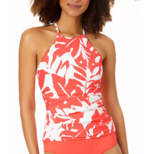 Anne Cole Women's Coastal Palm Printed High-Neck Tankini Top Multi Size S 2419