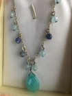 NEW CHALCEDONY AND LAPIS RONDELE NECKLACE/ 18IN/925 STERLING SILVER W/BOX