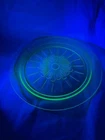 U.S.Glass "Tendrils" Apple Green Uranium Depression Glass  Cake Plate 8.5