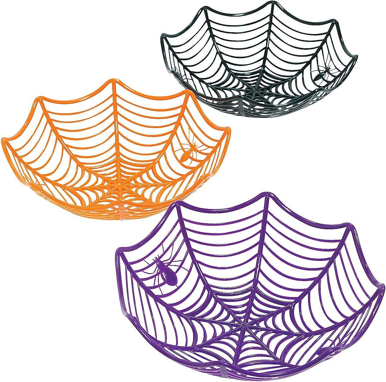 Spiderweb Halloween Candy Bowls 3 Piece Set Fun Express Plastic Spider Web Kids