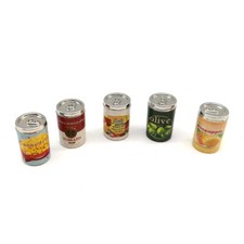 5PC Dollhouse Miniature Metal Food Fruit Cans Kitchen Accessories 1/12 Scale