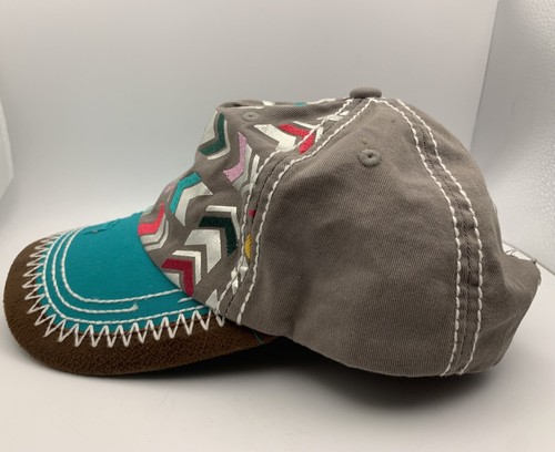Catchfly Chevron Pattern Ladies Hat Adjustable Distressed Baseball Cap RARE~READ - 第 5/15 張圖片