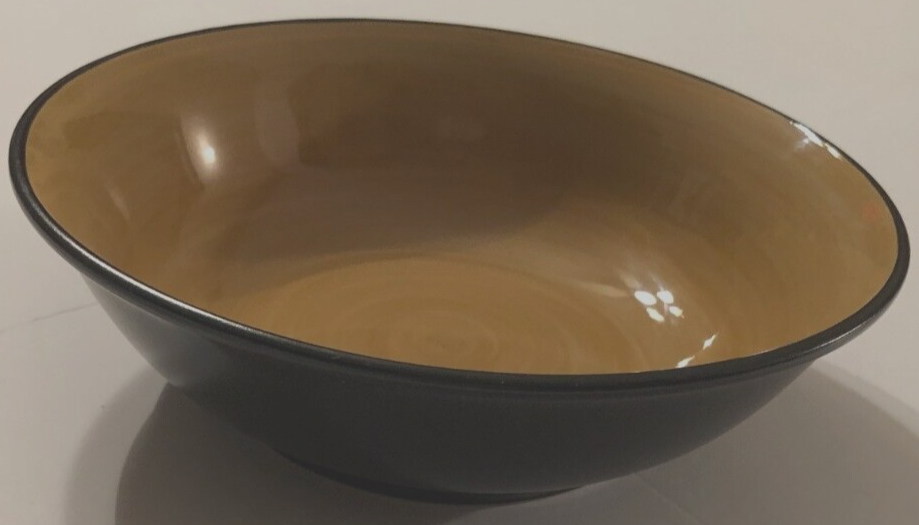 MCLELAND DESIGN 8-Inch Goldenrod Black Swirl Cereal Salad Soup Bowl