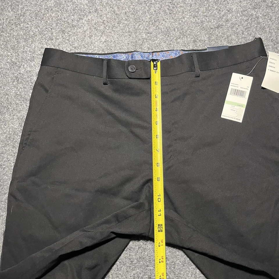 Pantalones de vestir Penguin para hombre 34x34 negros de sarga de lana frente plano cómodos elásticos Foto 2 de 4
