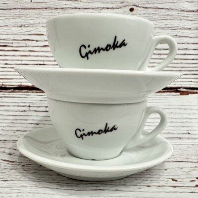 2 Vintage Tazzina Tazza Café Gimoka Espresso Demitasse Porcelain Cup Saucer Set