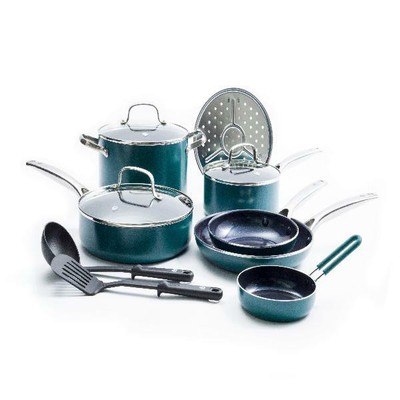 Blue Diamond 12 Piece Cookware Set,Green Oven &dishwasher safe Ceramic Non-Stick  eBay