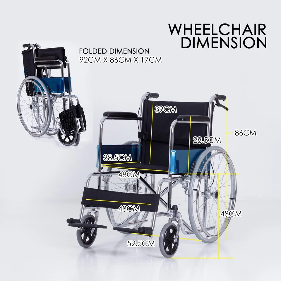 Brand New Portable Folding Wheel Chair Wheelchair Lightweight Mobility Aid - image 2 of 4