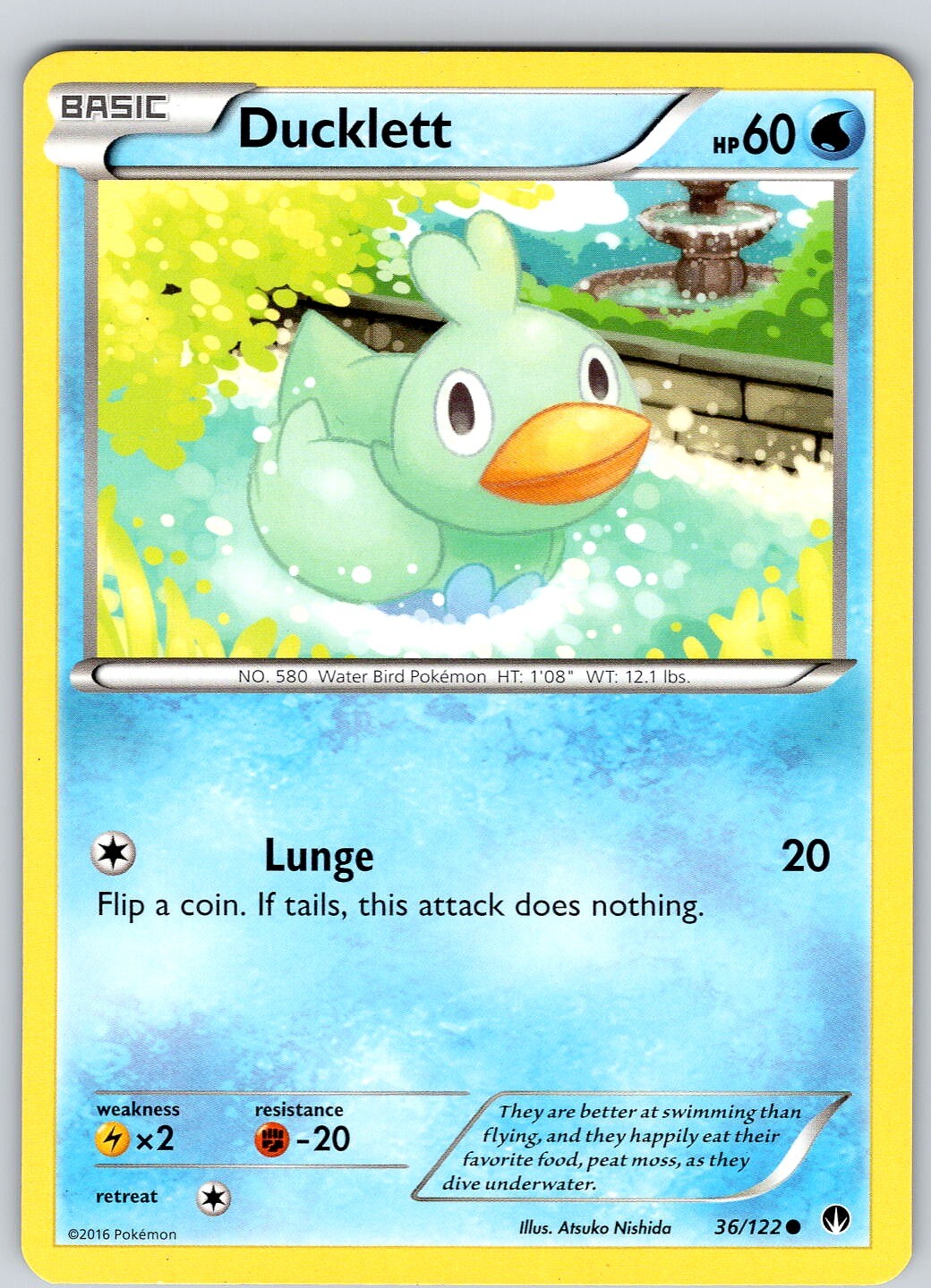 Pokemon TCG Ducklett XY BREAKpoint 36/122 Regular Common Card NM