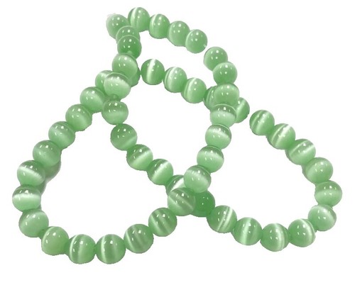 HAAMIIQII 60 X 6 Mm White Cat Eye Beads Round Loose Gemstone Beads For