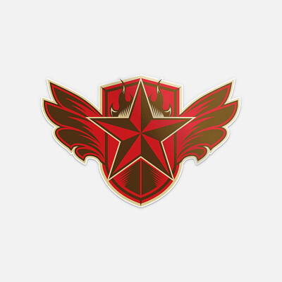 Flaming Star Wings Emblem Vinyl Sticker Decal