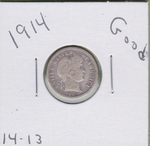 Barber Dime 1914 en buen estado stk 14-13 ~ llanta completa en ambos lados. - Imagen 4 de 5