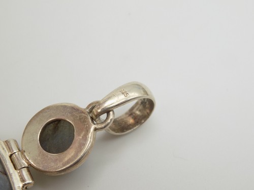 Grande ciondolo argento sterling calcite blu rame inclusione labradorite lungo - Foto 6 di 7