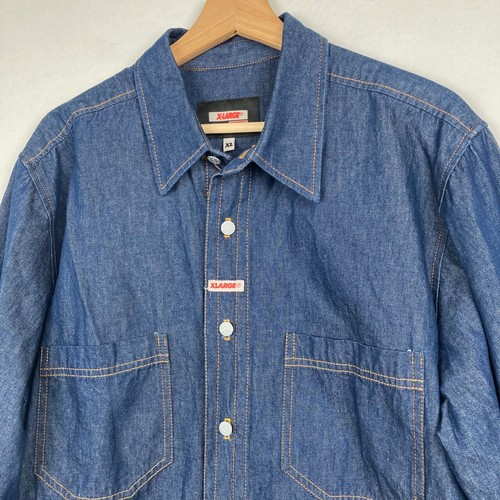 XLARGE CLOTHING Shirt Blue Collared Denim Button Up Shirt Men’s Sz XL Streetwear - Picture 4 of 7