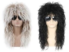 80s Dude Black Blonde Wig Heavy Metal Rock Men Costume Wigs