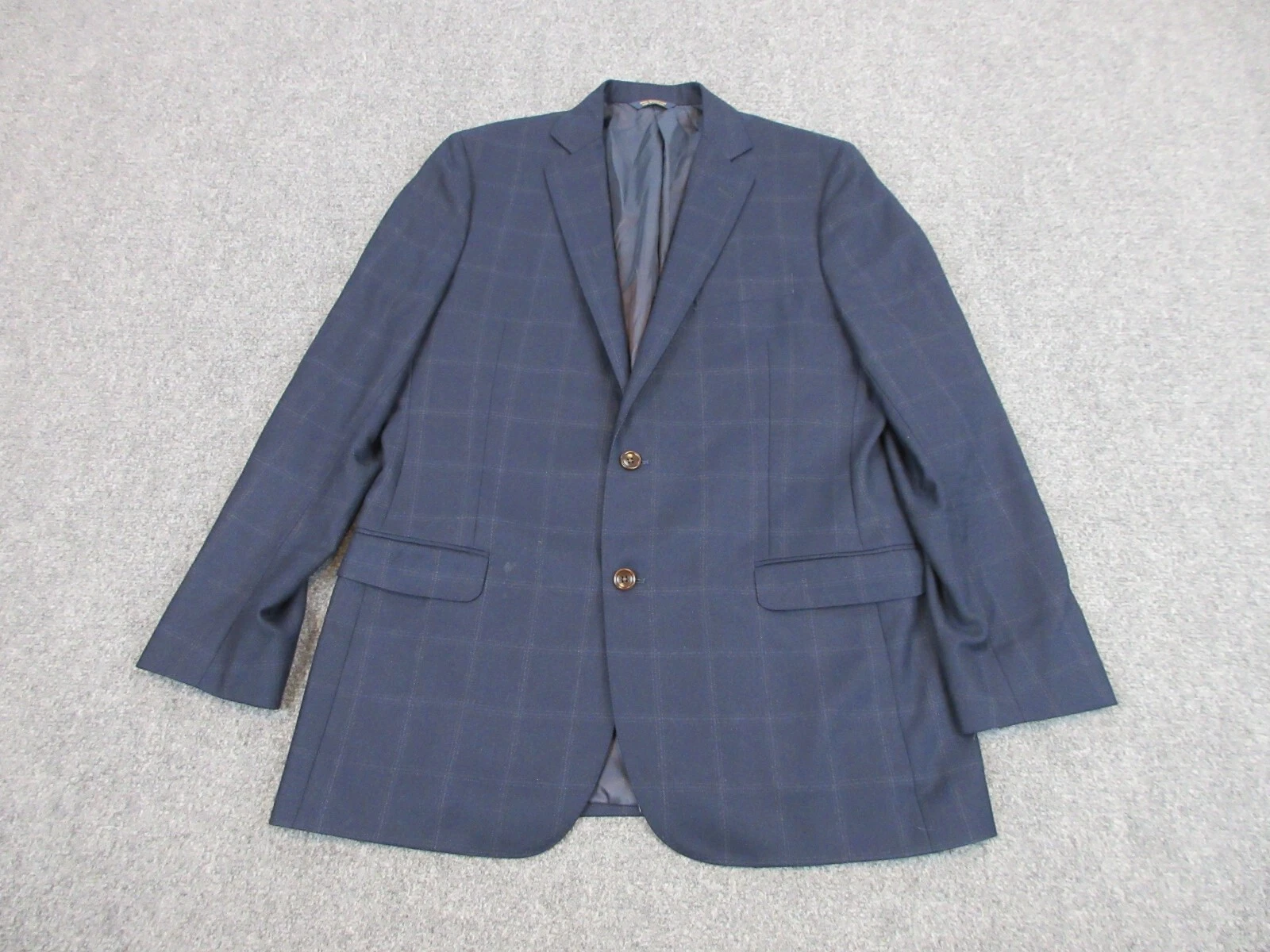 Brooks Brothers Jacket Mens Adult 43 Blue Plaid Wool Buttons Blazer Coat Casual