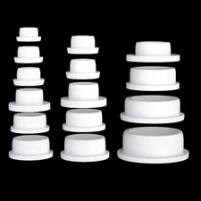 52 - 201.5mm White Tube Round Plastic End Caps Insert Bungs Blanking Plugs Table