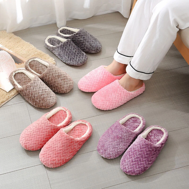 Ødelæggelse Reklame invadere Men Women House Slippers Winter Warm Comfort Memory Foam Home Shoes Indoor  | eBay