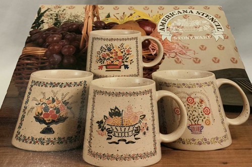 Americana Schablone Steinzeug Herbst Saisonal Kaffeebecher Set 3 Stück Japan - Bild 2 von 7